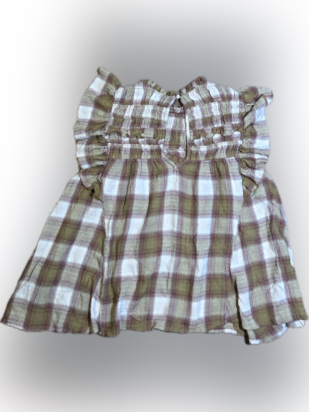 Free People Not Your Average Girl Plaid Ruffle Smocked Flutter Sleeve Blouse M - Picture 10 of 16